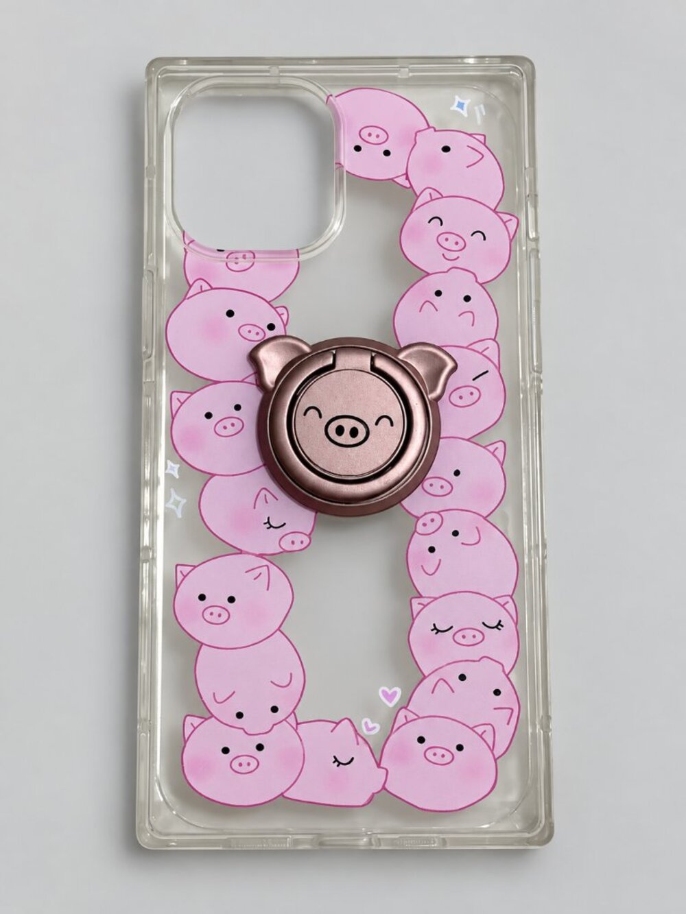 4 for $12 iPhone 12 Pro Max Pink Pig Clear Case w/ Ring Holder